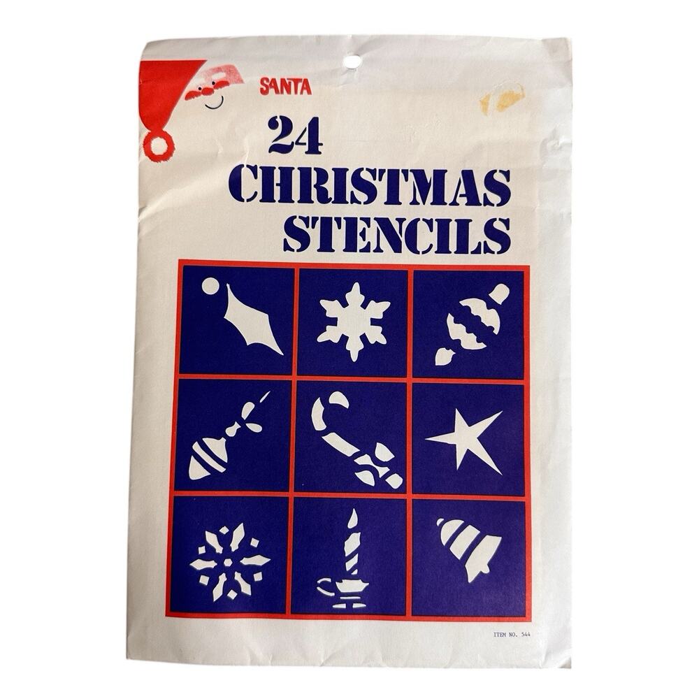 Vintage 24 Santa Christmas Stencils Window/ Mirror Snow Spray Holiday Retro ￼